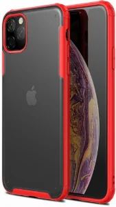 Apple iPhone 11 Pro Kılıf Volks Serisi Kenarları Silikon Arkası Şeffaf Sert Kapak - Kırmızı