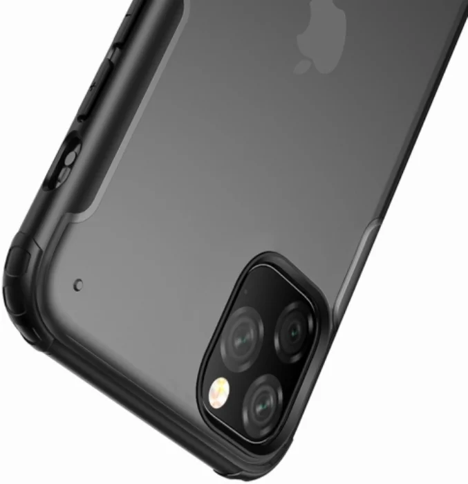 Apple iPhone 11 Pro Kılıf Volks Serisi Kenarları Silikon Arkası Şeffaf Sert Kapak - Siyah