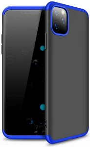 Apple iPhone 11 Pro Max Kılıf 3 Parçalı 360 Tam Korumalı Rubber AYS Kapak  - Mavi - Siyah