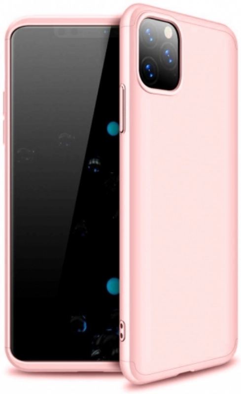 Apple iPhone 11 Pro Max Kılıf 3 Parçalı 360 Tam Korumalı Rubber AYS Kapak  - Rose Gold