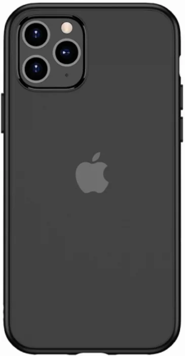 Apple iPhone 11 Pro Max Kılıf Arkası Cam Kenarları Silikon Renkli Tuşlu Kapak - Siyah