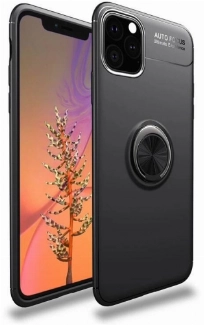 Apple iPhone 11 Pro Max Kılıf Renkli Silikon Yüzüklü Standlı Auto Focus Ravel Kapak - Siyah