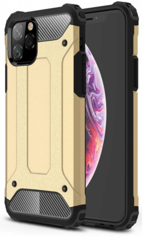 Apple iPhone 11 Pro Max Kılıf Zırhlı Tank Crash Silikon Kapak - Gold