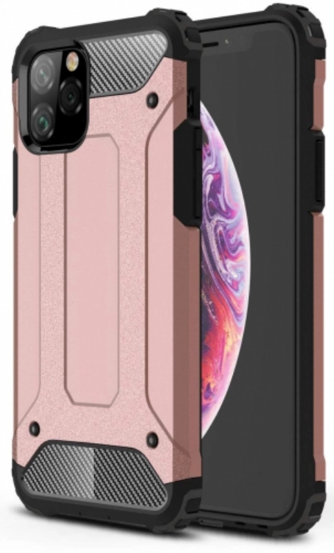 Apple iPhone 11 Pro Max Kılıf Zırhlı Tank Crash Silikon Kapak - Rose Gold