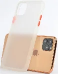 Apple iPhone 11 Pro Max Kılıf Exlusive Arkası Mat Tam Koruma Darbe Emici - Beyaz