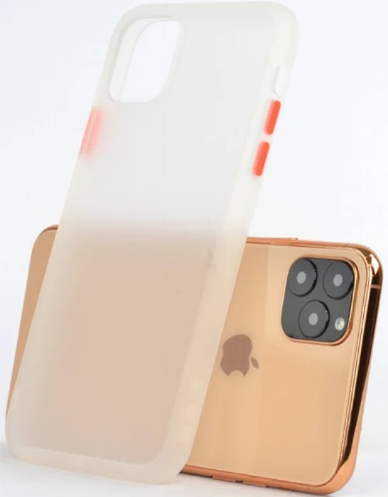 Apple iPhone 11 Pro Max Kılıf Exlusive Arkası Mat Tam Koruma Darbe Emici - Beyaz