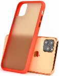 Apple iPhone 11 Pro Max Kılıf Exlusive Arkası Mat Tam Koruma Darbe Emici - Kırmızı