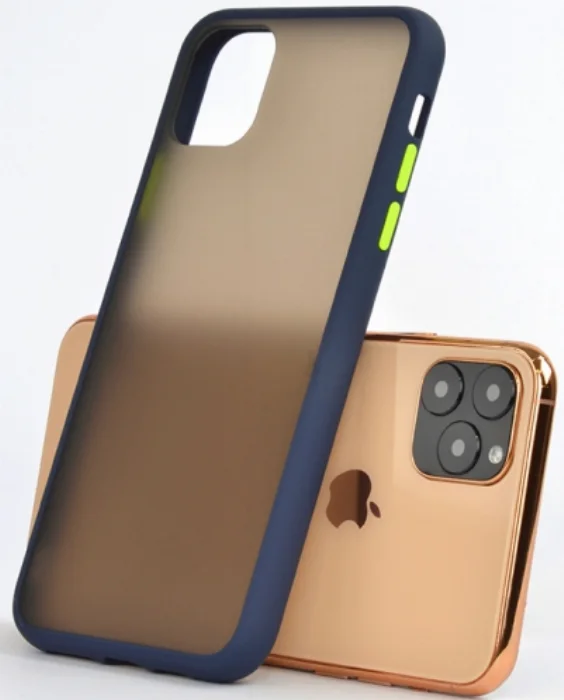 Apple iPhone 11 Pro Max Kılıf Exlusive Arkası Mat Tam Koruma Darbe Emici - Lacivert