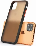 Apple iPhone 11 Pro Max Kılıf Exlusive Arkası Mat Tam Koruma Darbe Emici - Siyah