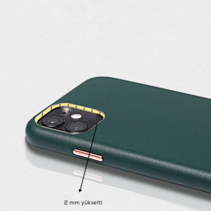 Apple iPhone 11 Pro Max Kılıf İçi Kadife Kaymaz Deri Alt Kısmı Açık Eyzi Kapak - Siyah