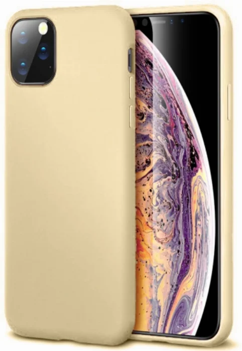 Apple iPhone 11 Pro Max Kılıf İnce Mat Esnek Silikon - Gold