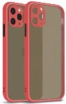 Apple iPhone 11 Pro Max Kılıf Kamera Korumalı Arkası Şeffaf Mat Silikon Kapak - Kırmızı