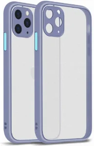 Apple iPhone 11 Pro Max Kılıf Kamera Korumalı Arkası Şeffaf Mat Silikon Kapak - Mor