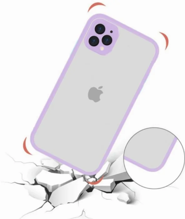 Apple iPhone 11 Pro Max Kılıf Kamera Korumalı Arkası Şeffaf Mat Silikon Kapak - Pembe