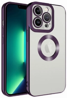 Apple iPhone 11 Pro Max Kılıf Kamera Lens Korumalı Şeffaf Renkli Logo Gösteren Parlak Kapak - Koyu Mor