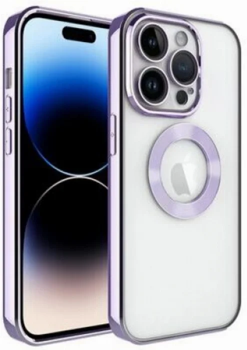 Apple iPhone 11 Pro Max Kılıf Kamera Korumalı Silikon Logo Açık Omega Kapak - Lila