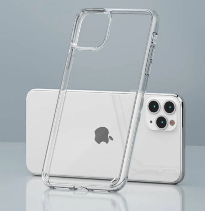 Apple iPhone 11 Pro Max Kılıf Korumalı Kenarları Silikon Arkası Sert Coss Kapak  - Şeffaf