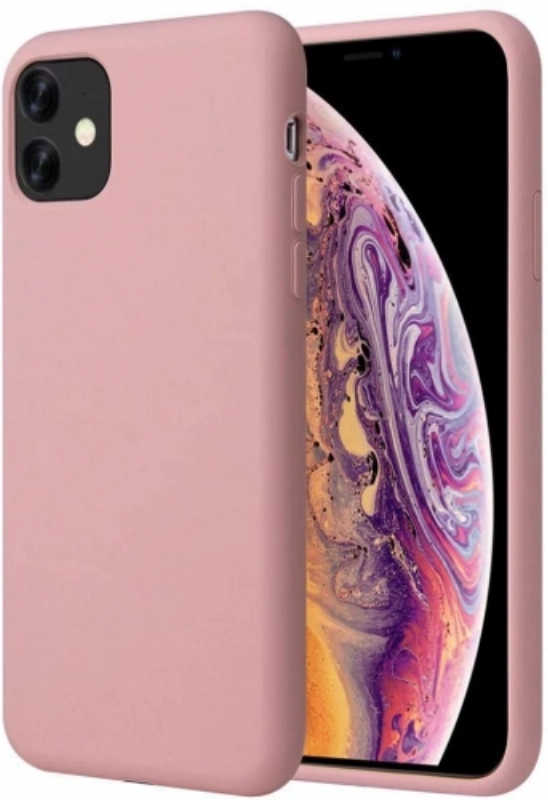 Apple iPhone 11 Pro Max Kılıf Liquid Serisi İçi Kadife İnci Esnek Silikon Kapak - Pudra