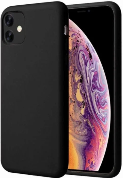 Apple iPhone 11 Pro Max Kılıf Liquid Serisi İçi Kadife İnci Esnek Silikon Kapak - Siyah