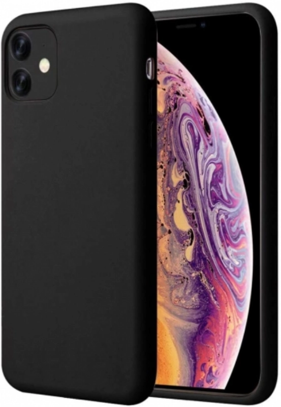 Apple iPhone 11 Pro Max Kılıf Liquid Serisi İçi Kadife İnci Esnek Silikon Kapak - Siyah