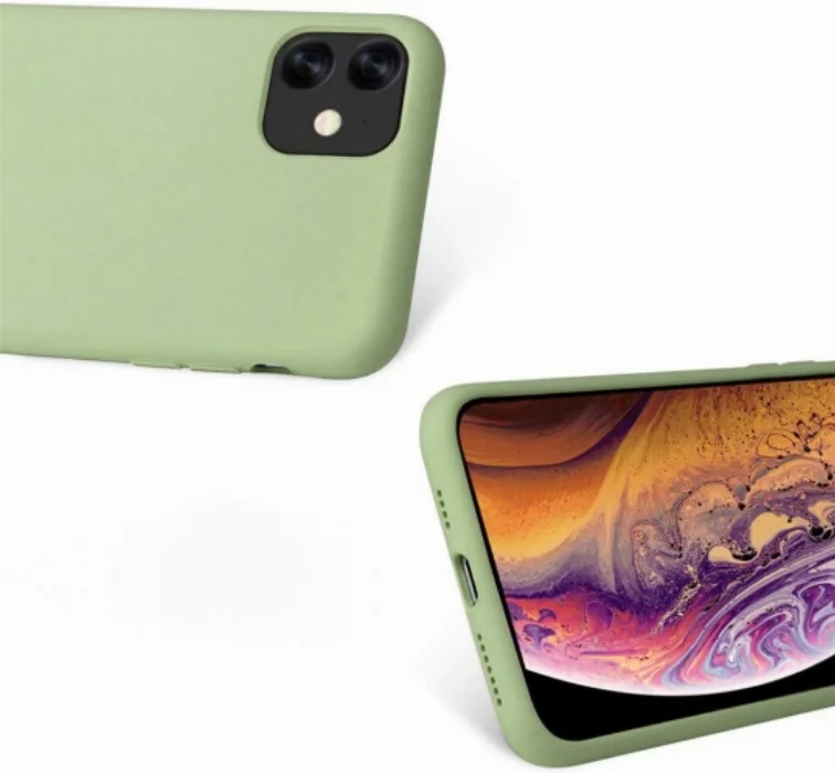 Apple iPhone 11 Pro Max Kılıf Liquid Serisi İçi Kadife İnci Esnek Silikon Kapak - Yeşil