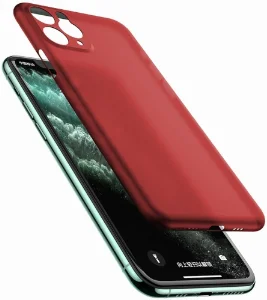 Apple iPhone 11 Pro Max Kılıf Mat Şeffaf Esnek Kaliteli Ultra İnce PP Silikon  - Kırmızı
