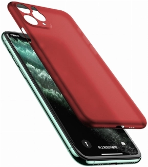 Apple iPhone 11 Pro Max Kılıf Mat Şeffaf Esnek Kaliteli Ultra İnce PP Silikon  - Kırmızı