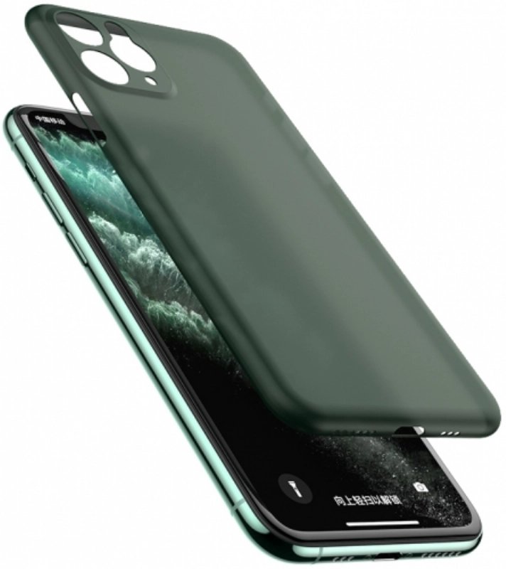 Apple iPhone 11 Pro Max Kılıf Mat Şeffaf Esnek Kaliteli Ultra İnce PP Silikon  - Koyu Yeşil