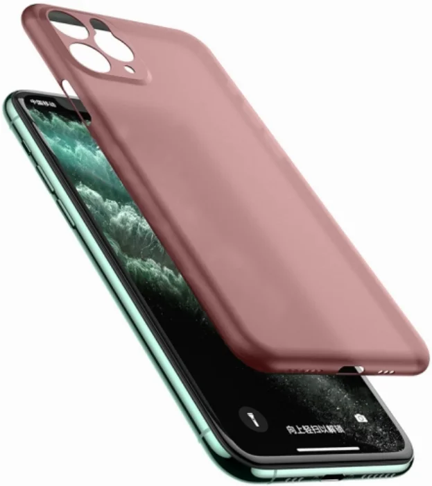 Apple iPhone 11 Pro Max Kılıf Mat Şeffaf Esnek Kaliteli Ultra İnce PP Silikon  - Rose Gold