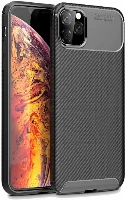 Apple iPhone 11 Pro Max Kılıf Karbon Serisi Mat Fiber Silikon Negro Kapak - Siyah