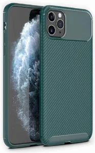 Apple iPhone 11 Pro Max Kılıf Karbon Serisi Mat Fiber Silikon Negro Kapak - Yeşil