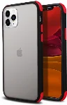 Apple iPhone 11 Pro Max Kılıf Renkli Köşeli Arkası Şeffaf Mat Tiron Kapak - Siyah