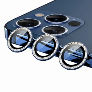 Apple iPhone 11 Pro Taşlı Kamera Lens Koruyucu CL-06 - Mavi