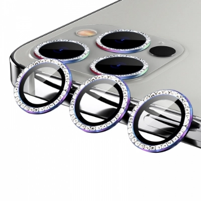 Apple iPhone 11 Pro Taşlı Kamera Lens Koruyucu CL-06 - Renkli