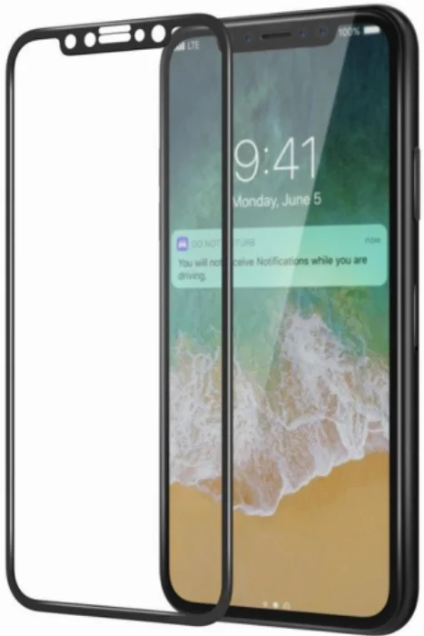 Apple iPhone 12 (6.1) Ekran Koruyucu Fiber Tam Kaplayan Nano - Siyah