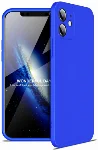 Apple iPhone 12 (6.1) Kılıf 3 Parçalı 360 Tam Korumalı Rubber AYS Kapak - Mavi