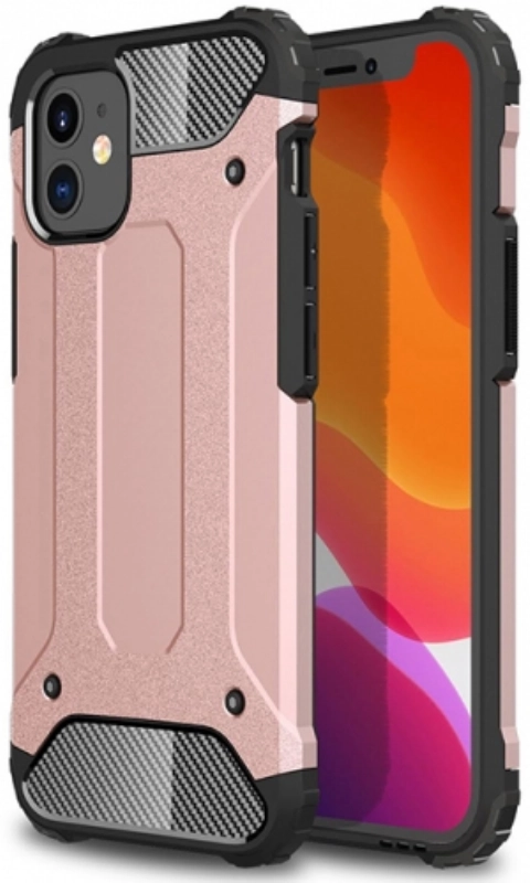 Apple iPhone 12 (6.1) Kılıf Zırhlı Tank Crash Silikon Kapak - Rose Gold