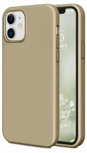 Apple iPhone 12 (6.1) Kılıf İnce Mat Esnek Silikon - Gold