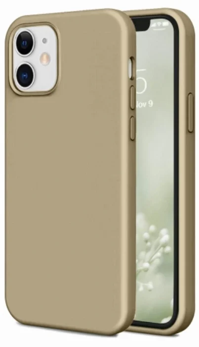 Apple iPhone 12 (6.1) Kılıf İnce Mat Esnek Silikon - Gold