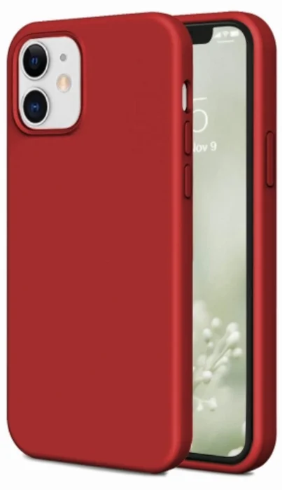 Apple iPhone 12 (6.1) Kılıf İnce Mat Esnek Silikon - Kırmızı