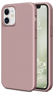 Apple iPhone 12 (6.1) Kılıf İnce Soft Mat Renkli Esnek Silikon Kapak - Rose Gold