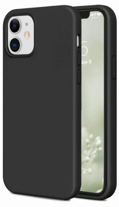 Apple iPhone 12 (6.1) Kılıf İnce Mat Esnek Silikon - Siyah