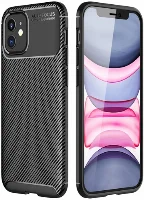 Apple iPhone 12 (6.1) Kılıf Karbon Serisi Mat Fiber Silikon Negro Kapak - Siyah