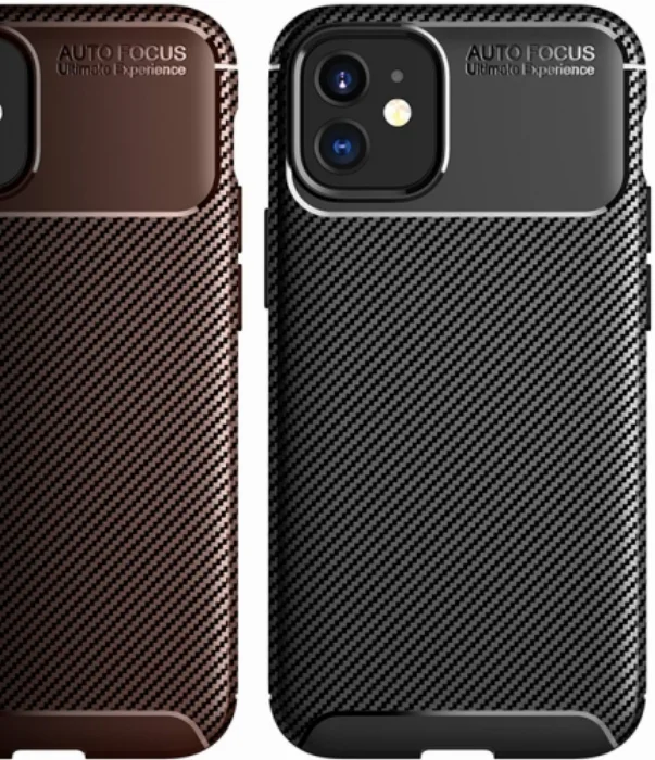 Apple iPhone 12 (6.1) Kılıf Karbon Serisi Mat Fiber Silikon Negro Kapak - Siyah