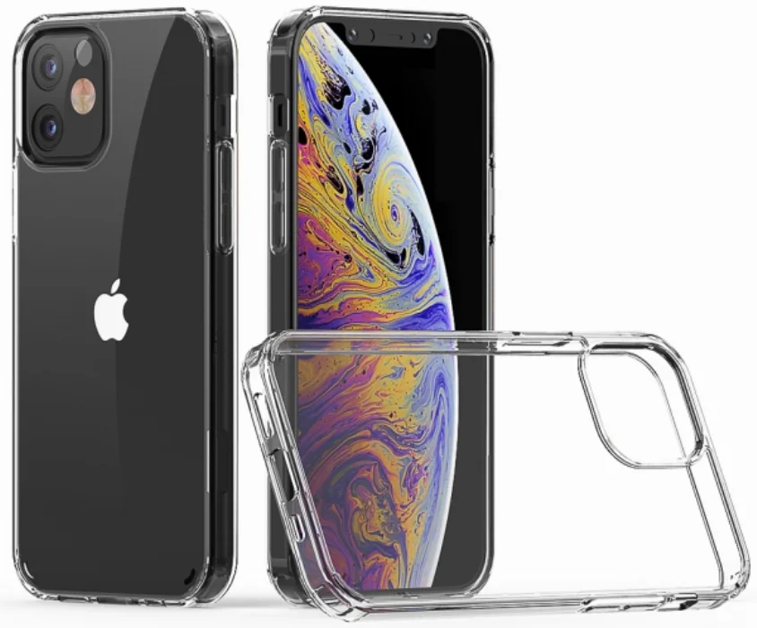 Apple iPhone 12 (6.1) Kılıf Korumalı Kenarları Silikon Arkası Sert Coss Kapak  - Şeffaf