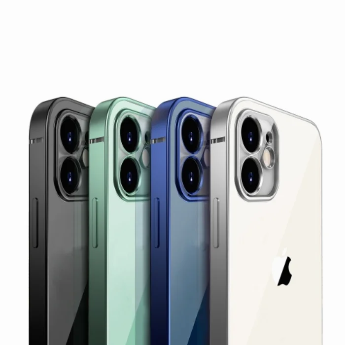 Apple iPhone 12 (6.1) Kılıf Renkli Esnek Kamera Korumalı Silikon G-Box Kapak - Siyah