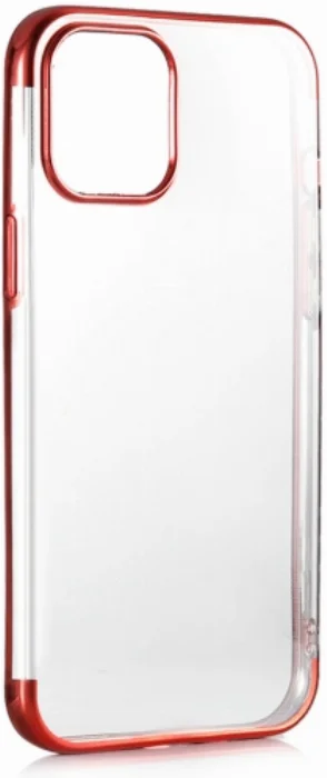 Apple iPhone 12 (6.1) Kılıf Renkli Köşeli Lazer Şeffaf Esnek Silikon - Kırmızı
