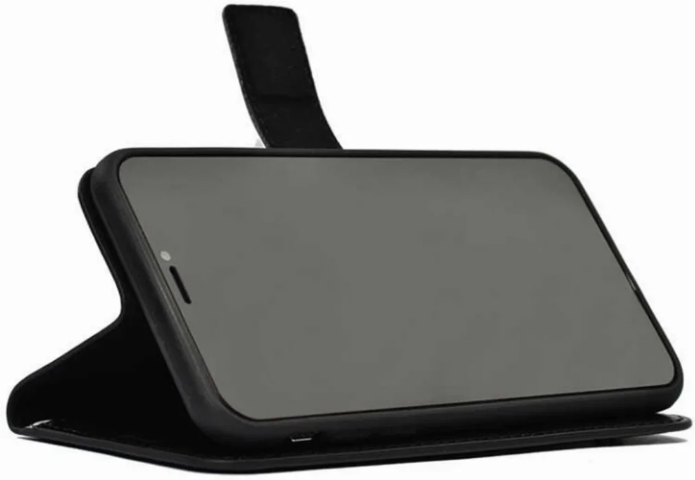 Apple iPhone 12 (6.1) Kılıf Standlı Kartlıklı Cüzdanlı Kapaklı - Siyah