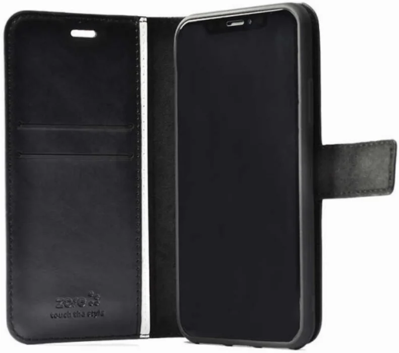 Apple iPhone 12 (6.1) Kılıf Standlı Kartlıklı Cüzdanlı Kapaklı - Siyah