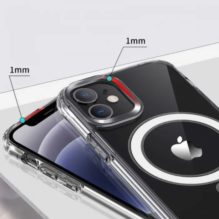 Apple iPhone 12 (6.1) Kılıf MagSafe Wireless Şarj Kapak Köşeleri Airbag - Şeffaf